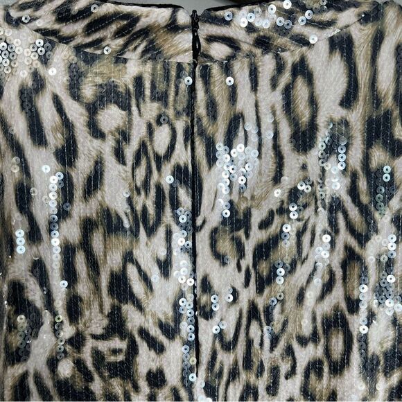 Chico’s long sleeve top animal print sequins large edgy mob wife holiday party - Picture 6 of 8